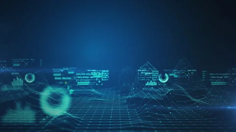 Abstract digital landscape with data visualization, Data analytics Stock Footage 310865952