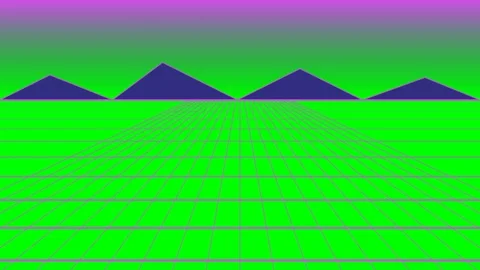 Abstract digital landscape featuring geometric mountains and neon grid Stock Footage 340264927