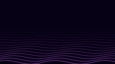 Abstract digital landscape featuring glowing purple waves on dark background Stockbeeldmateriaal 338310421