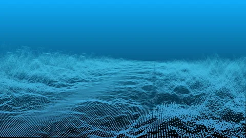 Abstract digital landscape with a field of electronic particles on a background Stock Footage 164863504