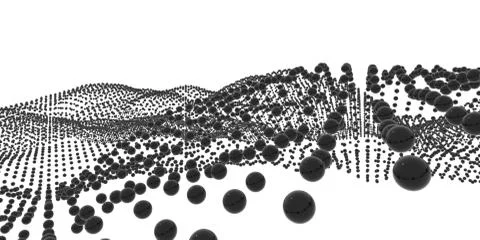 Abstract Digital Landscape With Flowing Particles Stock Illustration