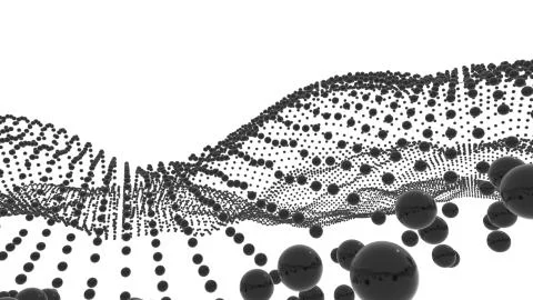 Abstract Digital Landscape With Flowing Particles Stock Illustration