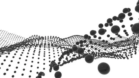 Abstract Digital Landscape With Flowing Particles Stock Illustration