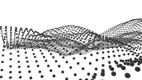 Abstract Digital Landscape With Flowing Particles Stock Illustration