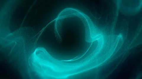 Abstract digital landscape with flowing particles. Cyber or technology Illustrazione stock