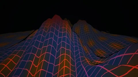 Abstract Digital Landscape with Glowing Grid Lines. Stock Footage 333912404