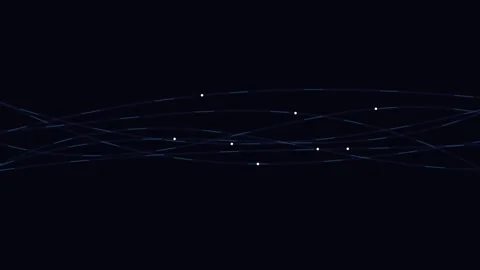 Abstract digital landscape with glowing light points on a dark background 스톡 동영상 338309536