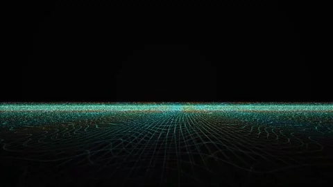 Abstract Digital Landscape with Glowing Lines and Circuits. Stock Footage 333912548