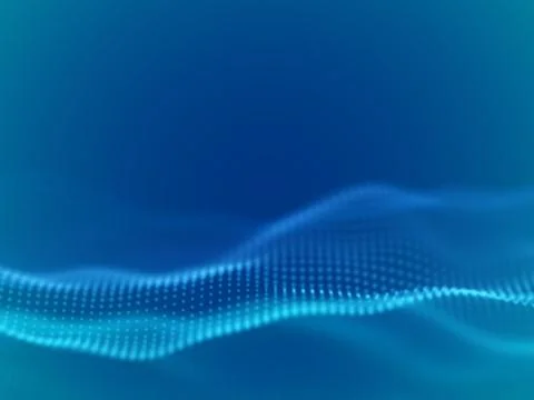 Abstract digital landscape or waves with flowing particles. イラスト素材