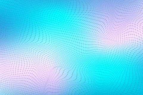 Abstract digital landscape with particles dots and lines. Big Data visualization Stock Illustration
