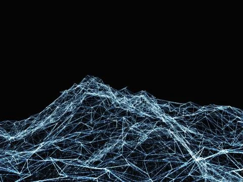 Abstract digital landscape with particles Stock Illustration