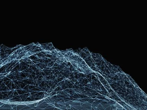 Abstract digital landscape with particles Stock Illustration