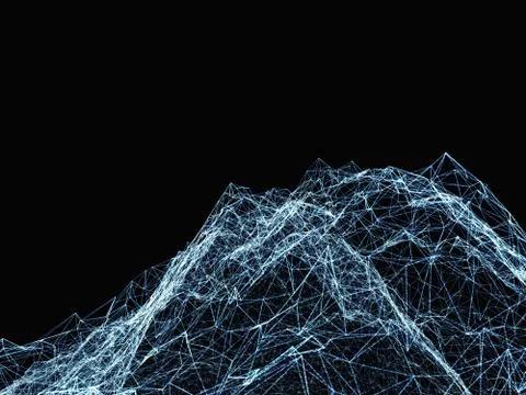 Abstract digital landscape with particles Illustrazione stock