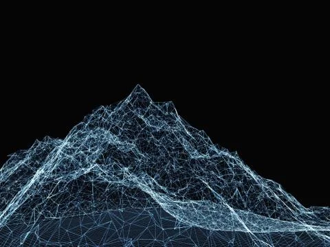 Abstract digital landscape with particles Stock Illustration