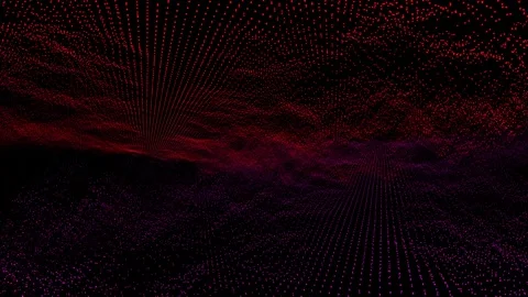 Abstract Digital Landscape of Red and Purple Light Waves with Fine Dot Patt.. Stock Footage 338216042