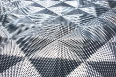 Abstract digital landscape with rhombus elements. Cyber technology background Stockfoto's