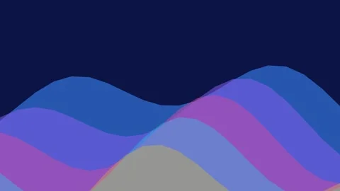 Abstract digital landscape with smooth flowing layered waves in vibrant color Stock Footage 335145776