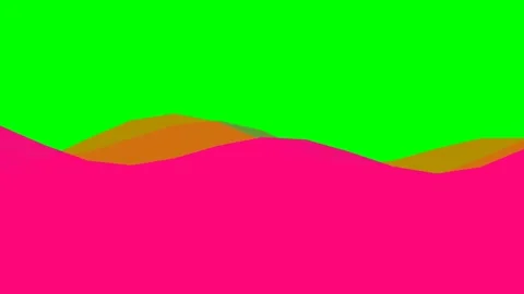 Abstract digital landscape with vibrant pink hills and a bright green sky Vidéo 341820735