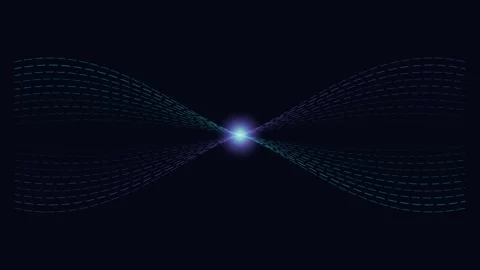 Abstract digital light lines flowing from a central glowing orb creating a .. Видео 345547170