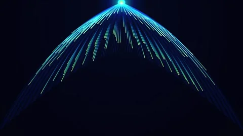 Abstract digital light rays arching from center, futuristic neon energy bac.. 스톡 동영상 348057641