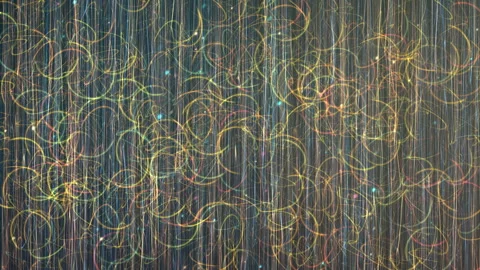 Abstract Digital Light Trails with Circular and Linear Shapes in Vibrant Colors Stock Footage 301784561