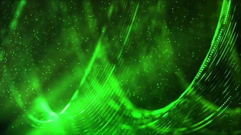 Abstract digital light trails with green neon glowing structure motion Stock Footage 327570102