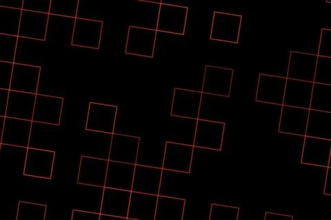 Abstract digital lines and squares on black background Stock Illustration