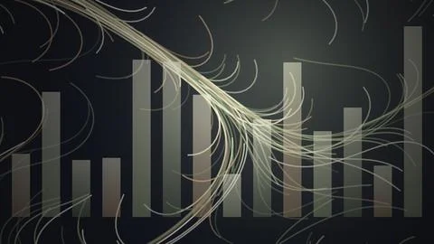 Abstract digital lines and wave patterns on dark background Stock Illustration