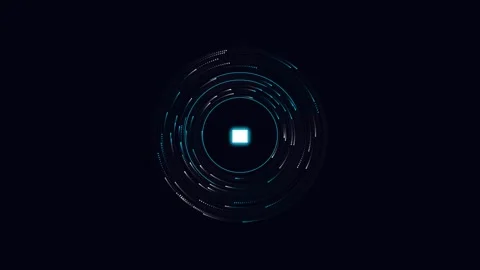 Abstract digital loading circle glowing hud interface motion Video stock 342442336