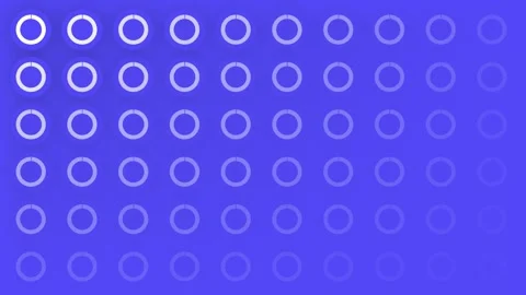 Abstract digital loading circles grid animation on blue background Video stock 347300328