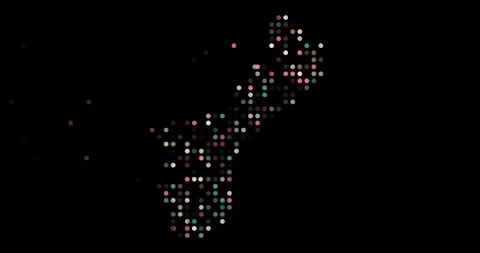 Abstract Digital Map of Guam Formed by Falling Orbs Stock Footage 320802157