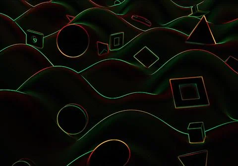 Abstract digital map with highlighted zones and geometric markers on a dark.. Ilustração Stock