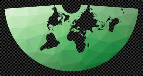 Abstract digital map of world. Conic Equidistant projection. Polygonal map .. Stock Illustration