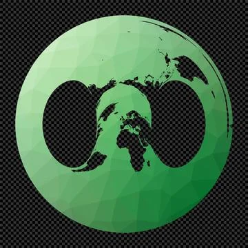 Abstract digital map of world. Hammer Retroazimuthal projection. Polygonal .. Illustrazione stock