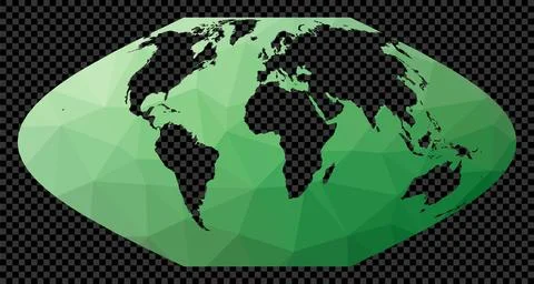 Abstract digital map of world. Mt Flat Polar Sinusoidal projection. Polygon.. Stock Illustration