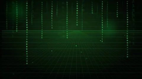 Abstract Digital Matrix Background with Falling Green Binary Code and Stock Footage 339324679