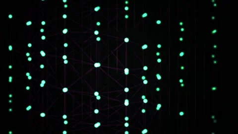Abstract digital matrix background with glowing green light particles falli.. Stock Footage 334448551