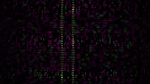 Abstract Digital Matrix Background with Glowing Green and Purple Binary Cod.. Stock Footage 340505262
