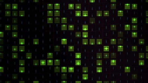 Abstract Digital Matrix Background with Glowing Green Data Squares and Bina.. Stock Footage 341784180