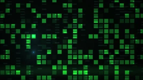 Abstract Digital Matrix Background with Glowing Green Data Blocks and Light.. Stock Footage 341807482