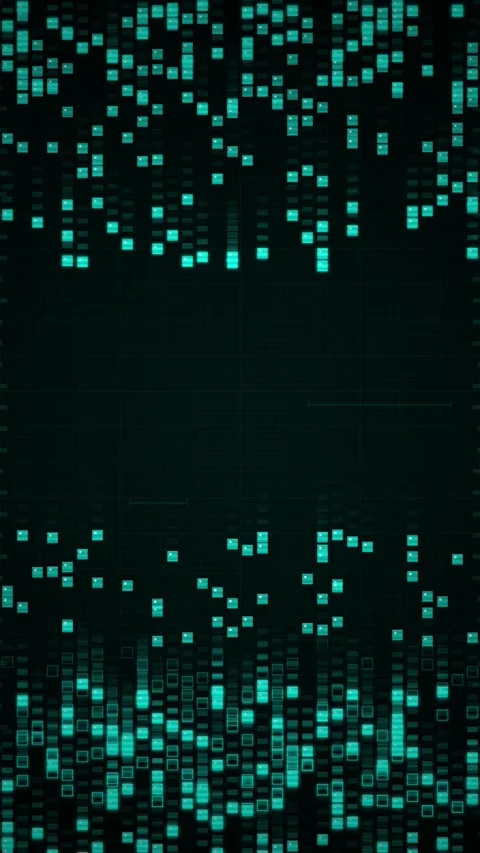 Abstract Digital Matrix Background with Glowing Cyan Data Squares Stock Footage 346203082