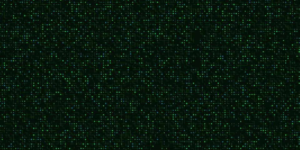 Abstract digital matrix background with glowing green dots Stock Illustration