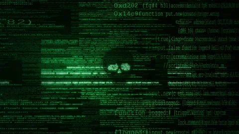 Abstract digital matrix background with green glowing code and data stream Видео 347559958