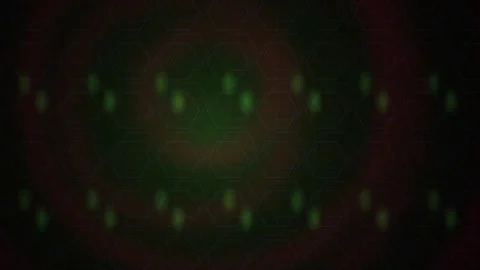 Abstract Digital Matrix Background with Pulsing Green and Red Light Patterns. Stock Footage 341784279