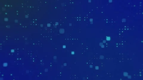 Abstract Digital Matrix with Blue and Green Glowing Squares and Particles 動画素材 341375567