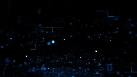 Abstract Digital Matrix with Blue Numbers and Letters On Black Background Video stock 339052076