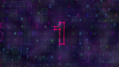 Abstract Digital Matrix Colorful Numerical Patterns and Glowing Effects Vidéo 310689139