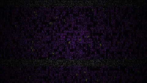 Abstract Digital Matrix Data Stream With Glowing Purple Symbols. Stock Footage 334448680