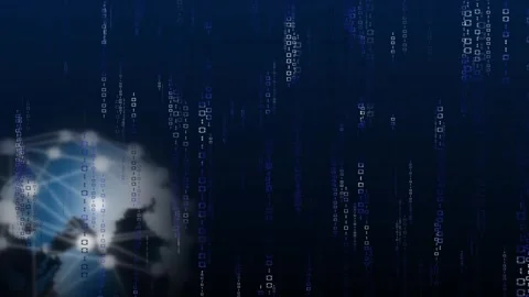 Abstract digital matrix with falling binary code on blue. Tech abstract dig.. Stock Footage 338348414