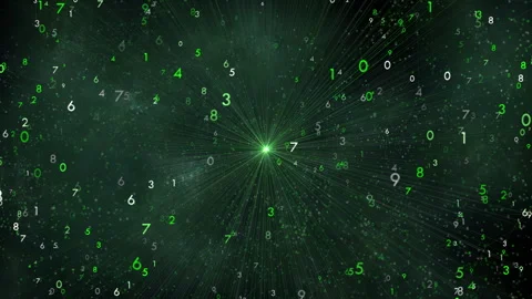 Abstract Digital Matrix With Floating Numbers and Green Light Effects Stock Footage 311662932